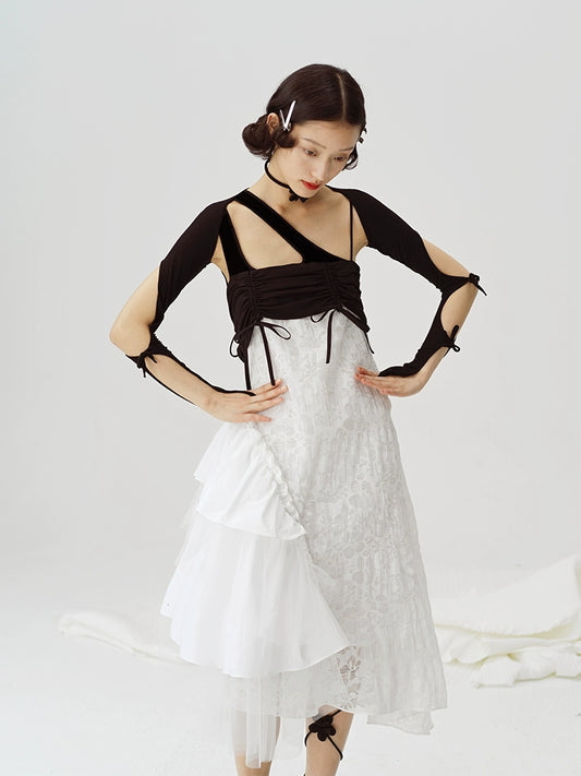 Black and White Mesh - Jacquard Tank Top Dress