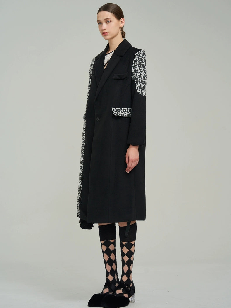 Black Woolen Mid-Length Coat