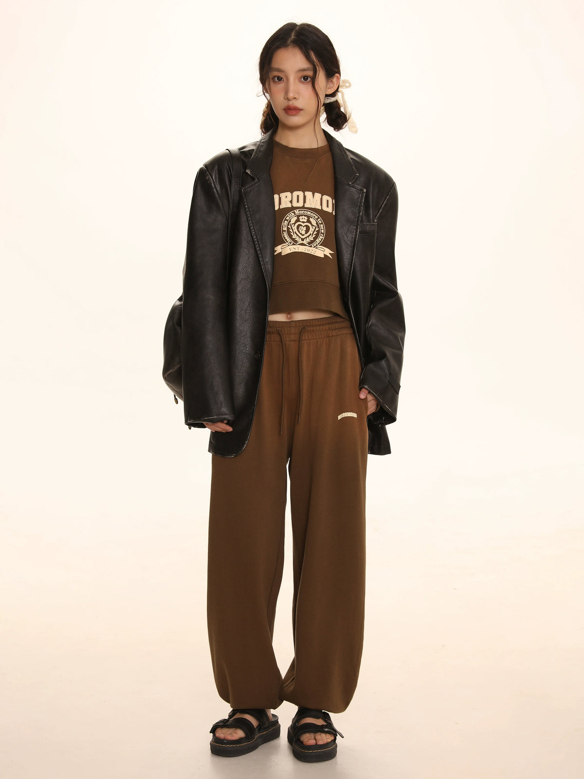 Patch Embroidered Denim Adjustable Pants