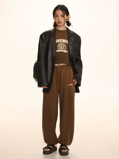Patch Embroidered Denim Adjustable Pants