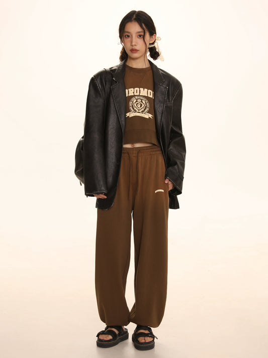Patch Embroidered Denim Adjustable Pants