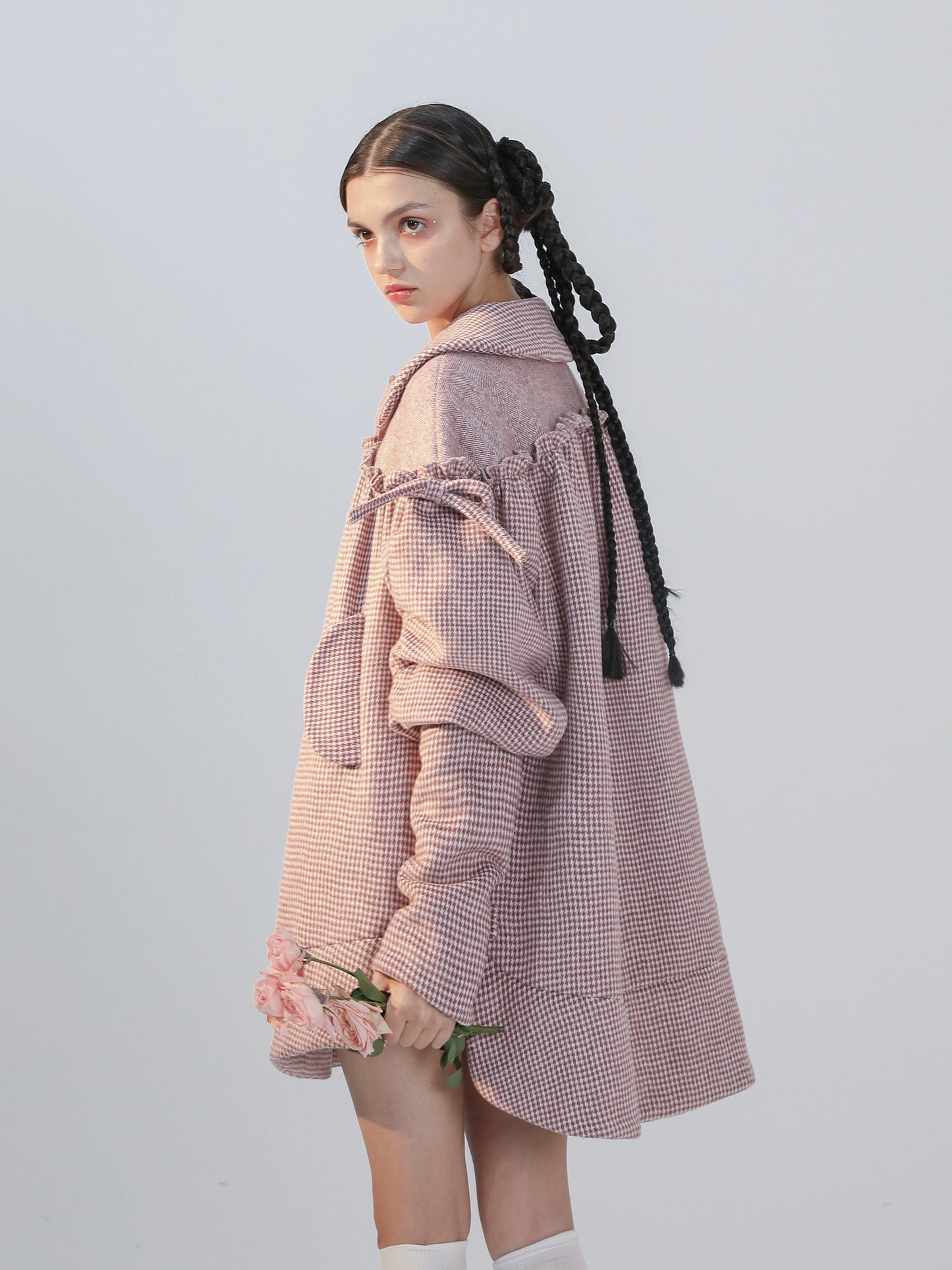 Raspberry Doll - Pink Woolen Plaid Cloak