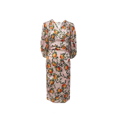 Southern French Citrus Silk Wrap Dress