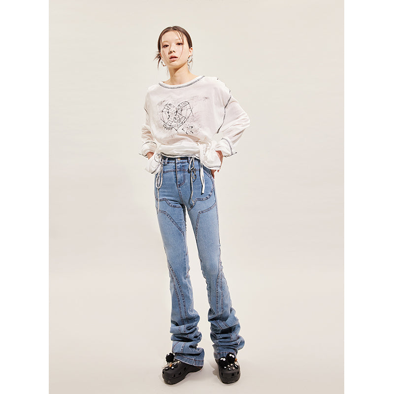 supermodel leg stack jeans with special structure splicing