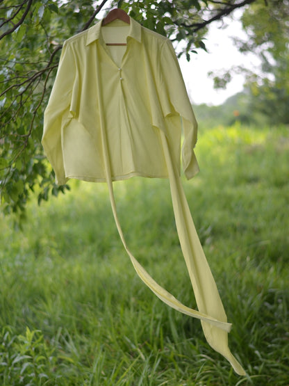 Lemon Yellow Satin Fashion Autumn Dress