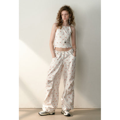 Flower Strap Top & Drawstring Pants