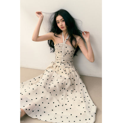 Polka Dot Hanging Neck Dress