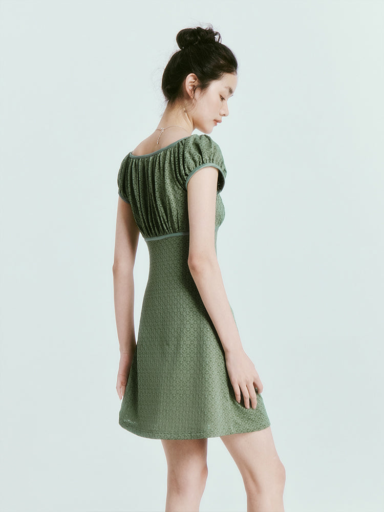 Green Square Knit Dress