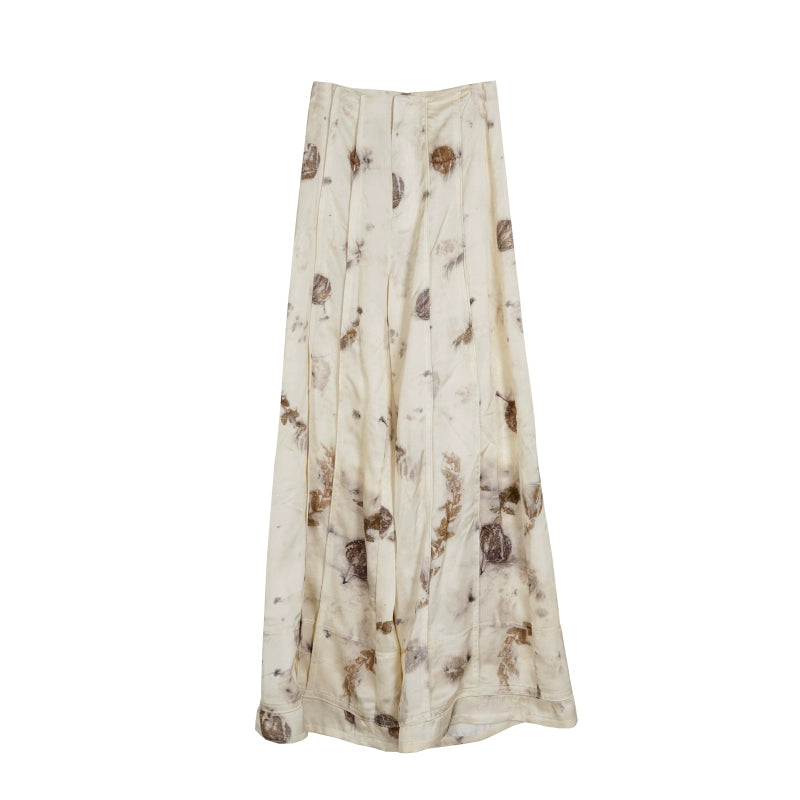 Autumn Silk Printed Wide Leg Pants