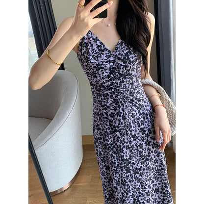 French Flower Strap Dress