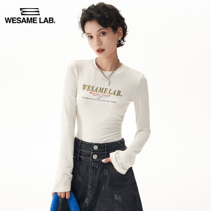 오리지널 디자인 다목적 패션 레터 인쇄 티셔츠 긴 슬리브 슬림 핏 스킨 케어 밑에서 여성을위한