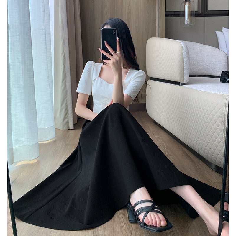 Slim Fit Drop Waist Long Skirt