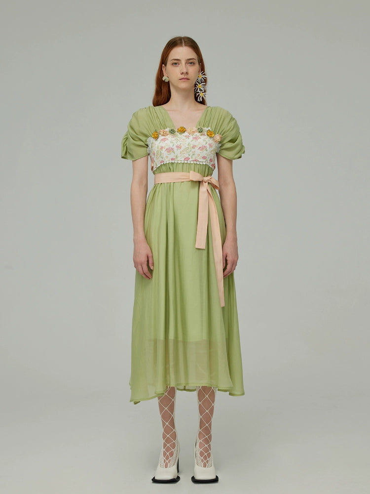 Robe à nœud papillon en dentelle verte