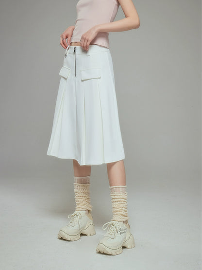 Agile Elegance - Knee Length Pleated Skirt