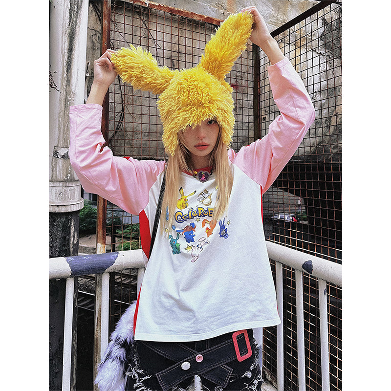 yellow rabbit fur hat