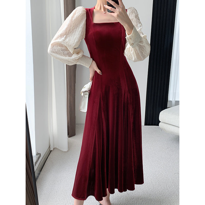 Velvet Red Hepburn Dress