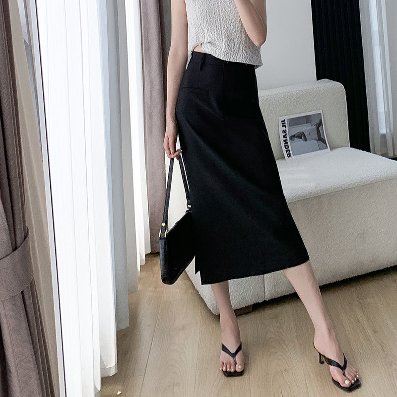 Split Black Suit Skirt 'Summer