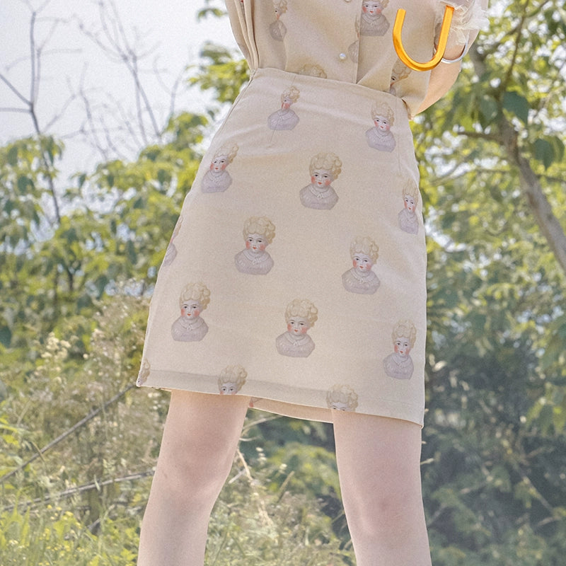 Cute Print Half Skirt
