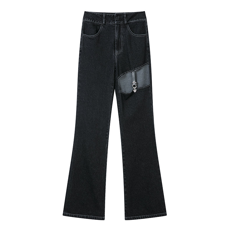 Vintage Double Belt Flare Jeans