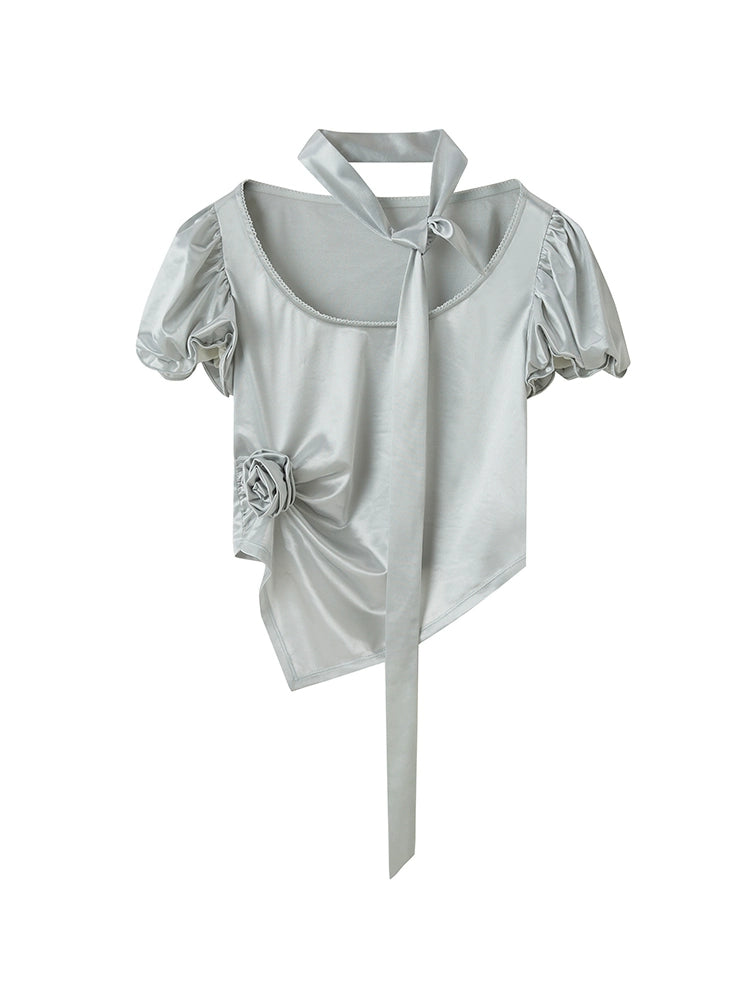 Flower Bud Sleeve - Niche Satin T-shirt