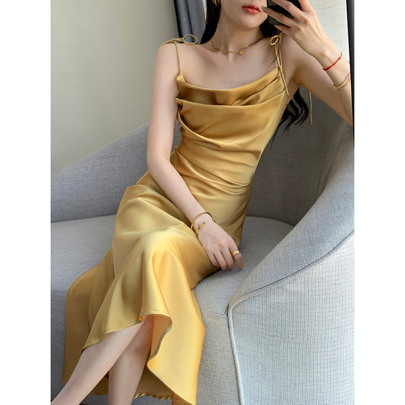 Yellow Satin Fish Tail Skirt