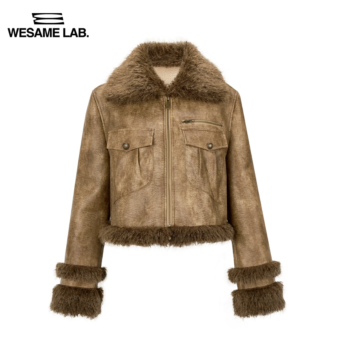 Eco-Friendly Leather Street Retro Brown Fur Coat