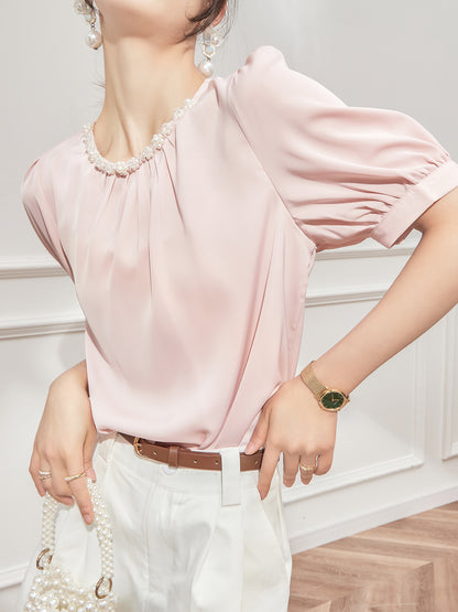 Pink Short Sleeve French Top