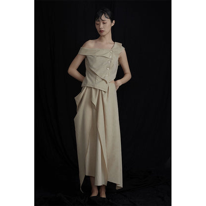 Summer Beige Fairy Irregular Skirt