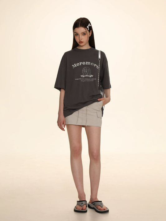 T-shirt con protezione solare stampata Love in lino