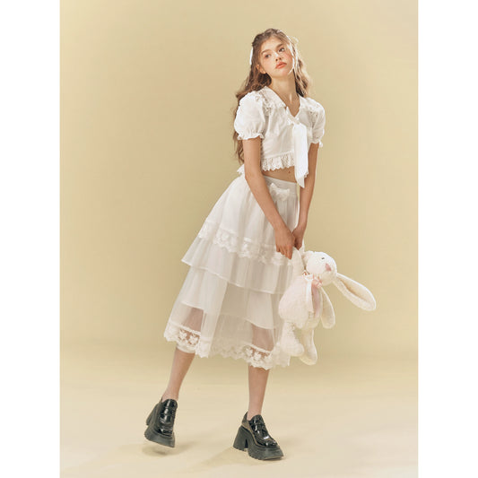White Mesh Lace Fairy Skirt