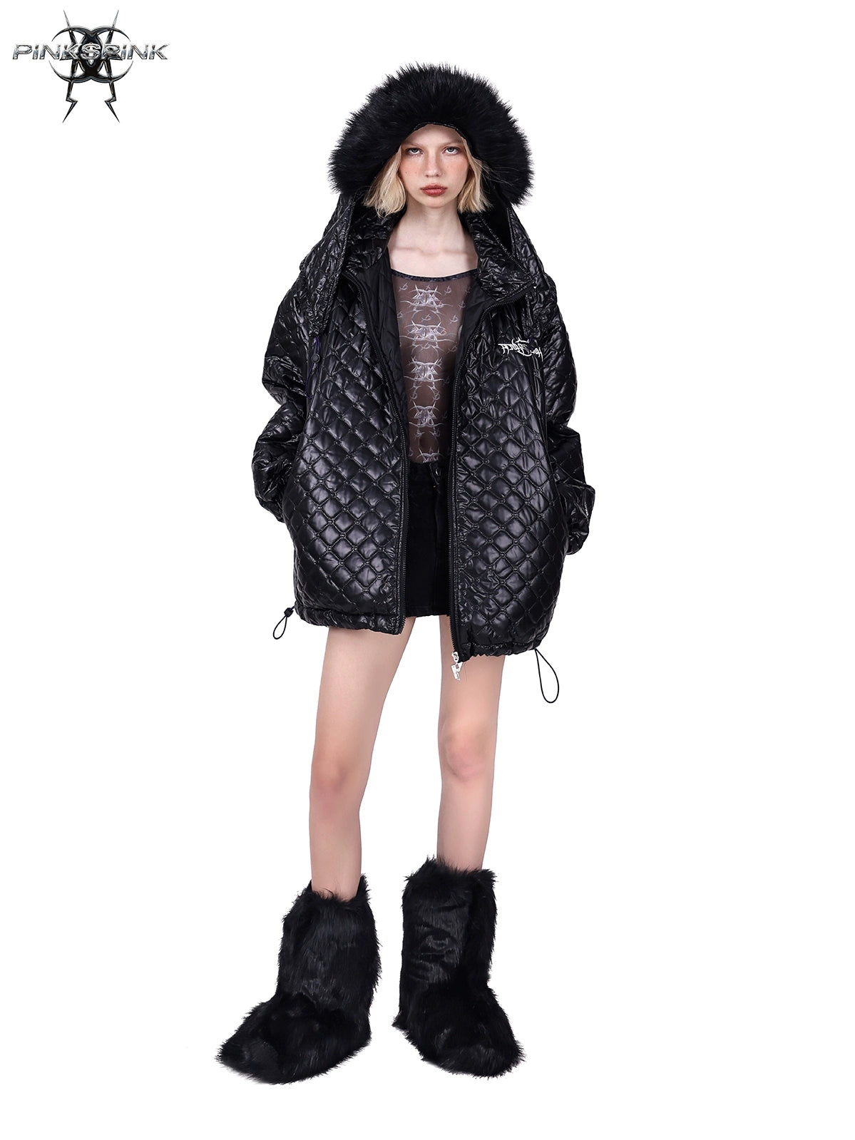 Fox Fur Split Hat Cotton Jacket