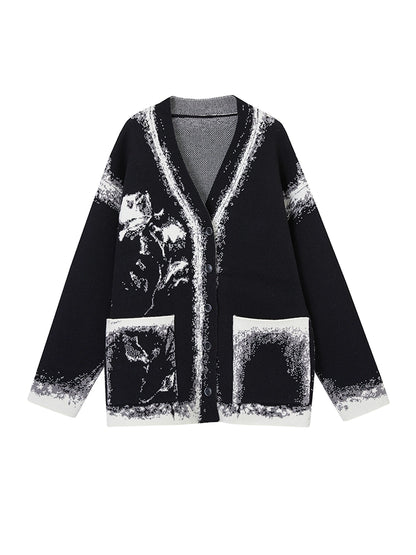 Cappotto per maglione di cardigan allentato in lana