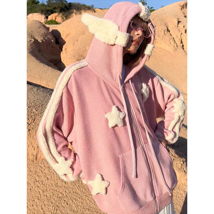 Angel Wings Star Pink Knit Coat