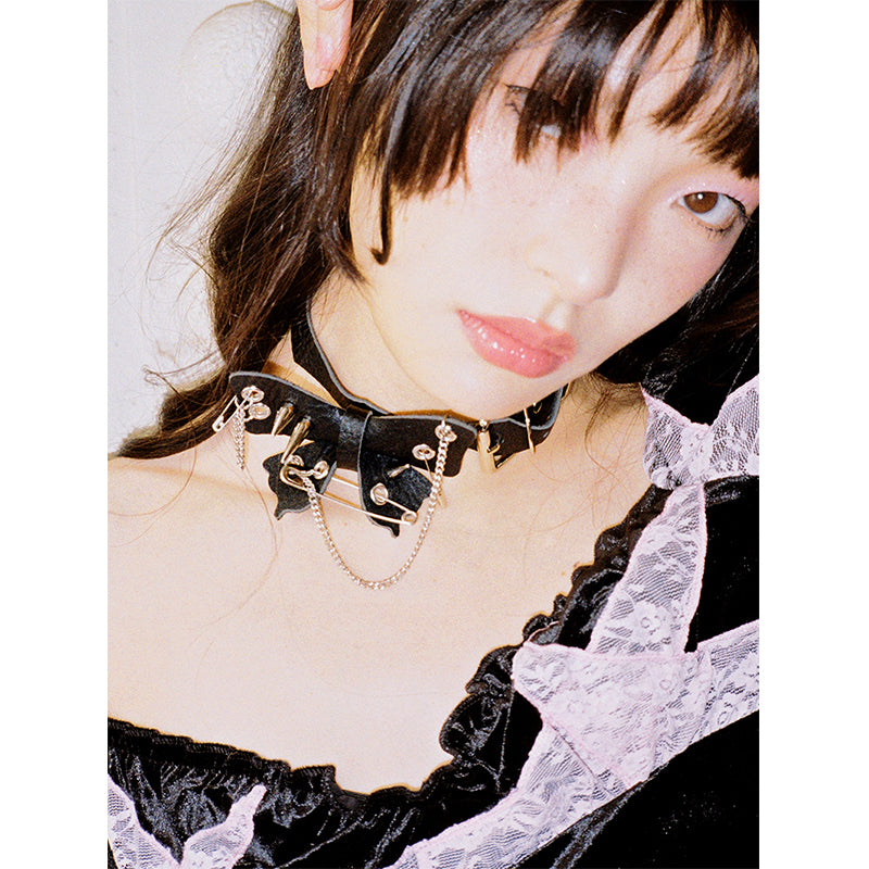 Thorn Butterfly Punk Collar Chocker Black