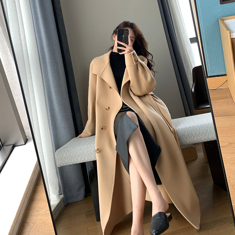 High-end Khaki Reversible Wool Coat