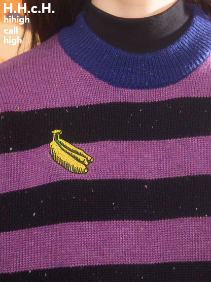 Banana Embroidery: Striped Wool Dotted Vest