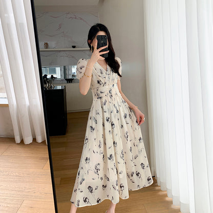 Flower Waist Tie Long Dress