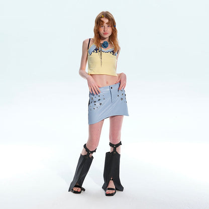 Star Suspender Denim Socks