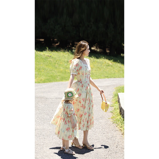 Late Summer Flower Cotton Mother-Daughter Dress