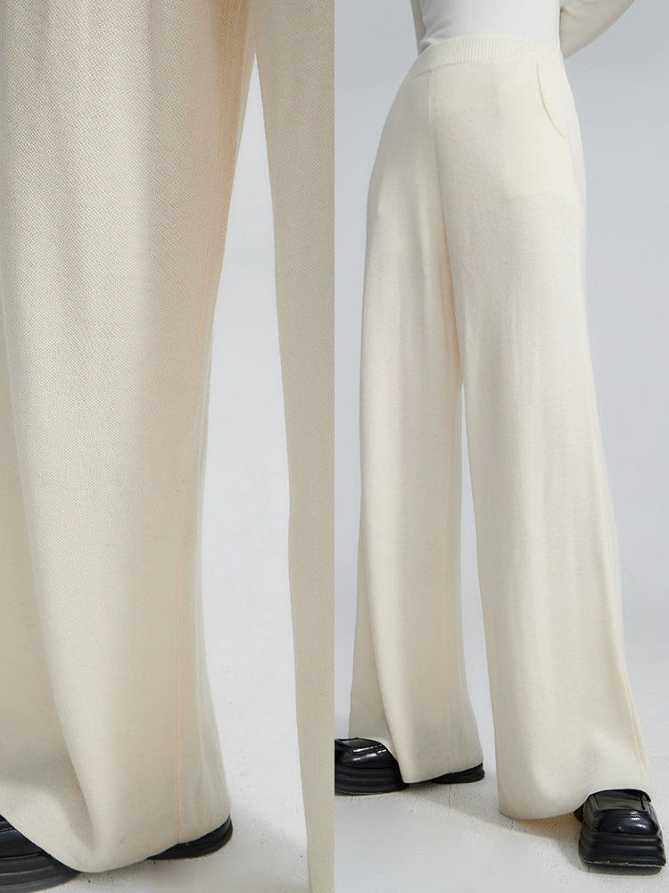 Pantalones de pierna recta de comodidad de lana