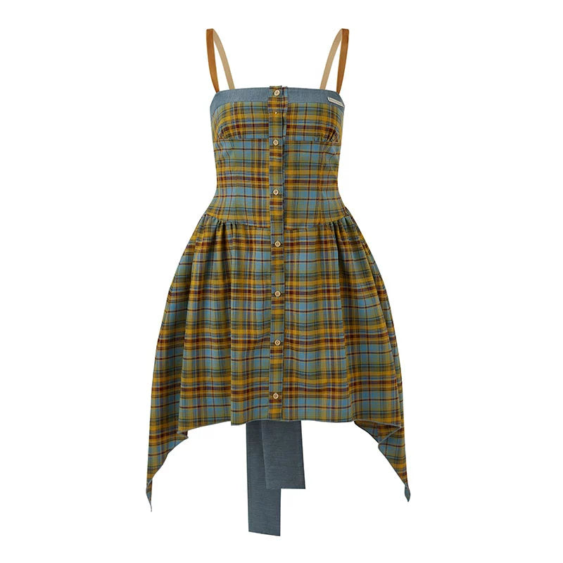 Sunflower Seaside - Plaid Irregular Dress