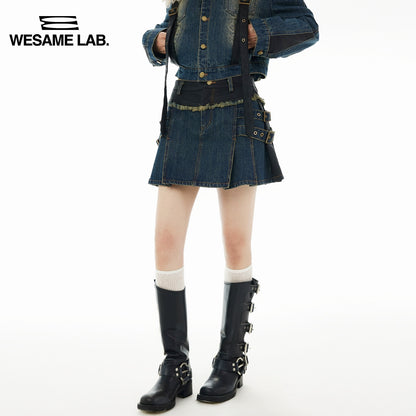 ED A-Line Denim Shield Blocked Skirt