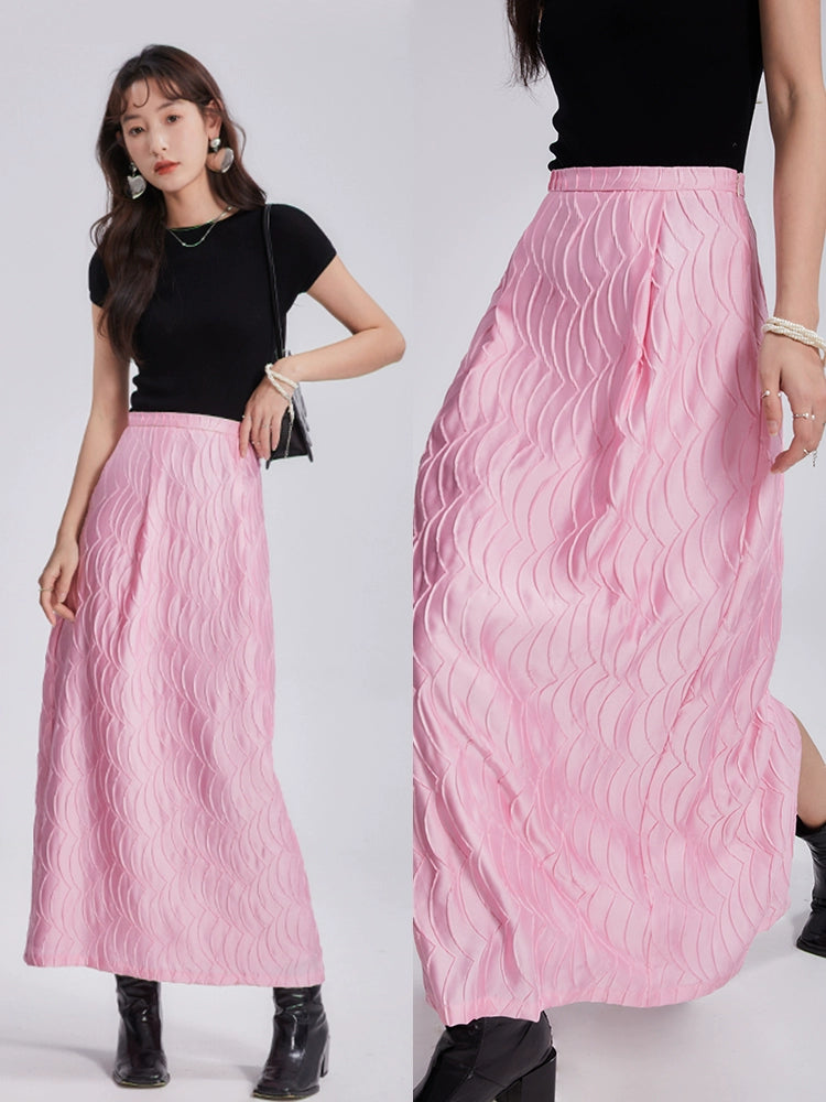 Light and Flower Satin Half Skirt Set