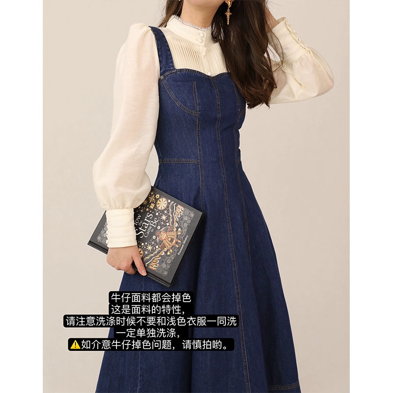 Blue Cotton Swing Denim Tank Dress