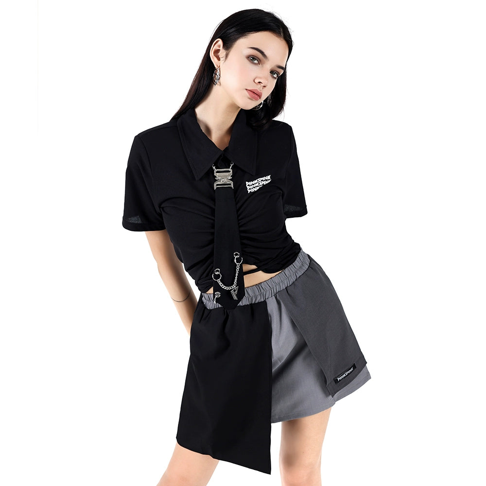 Drawstring Waist Short T-shirt