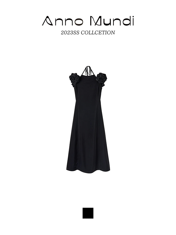 Yuan Off-Shoulder Long Dress with Gilded Rose Neck