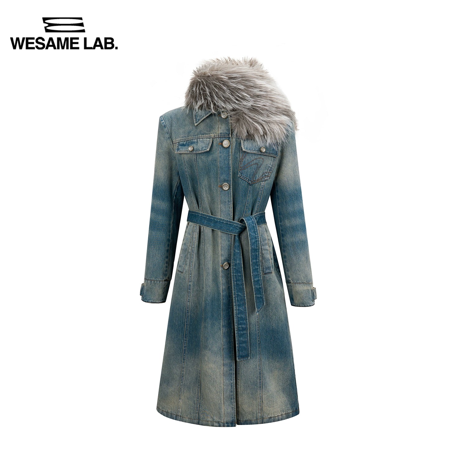 imitation détachable imitation de vison collier de fourrure à tube droit de longueur de longueur en vrac coton trench-coat pour les femmes