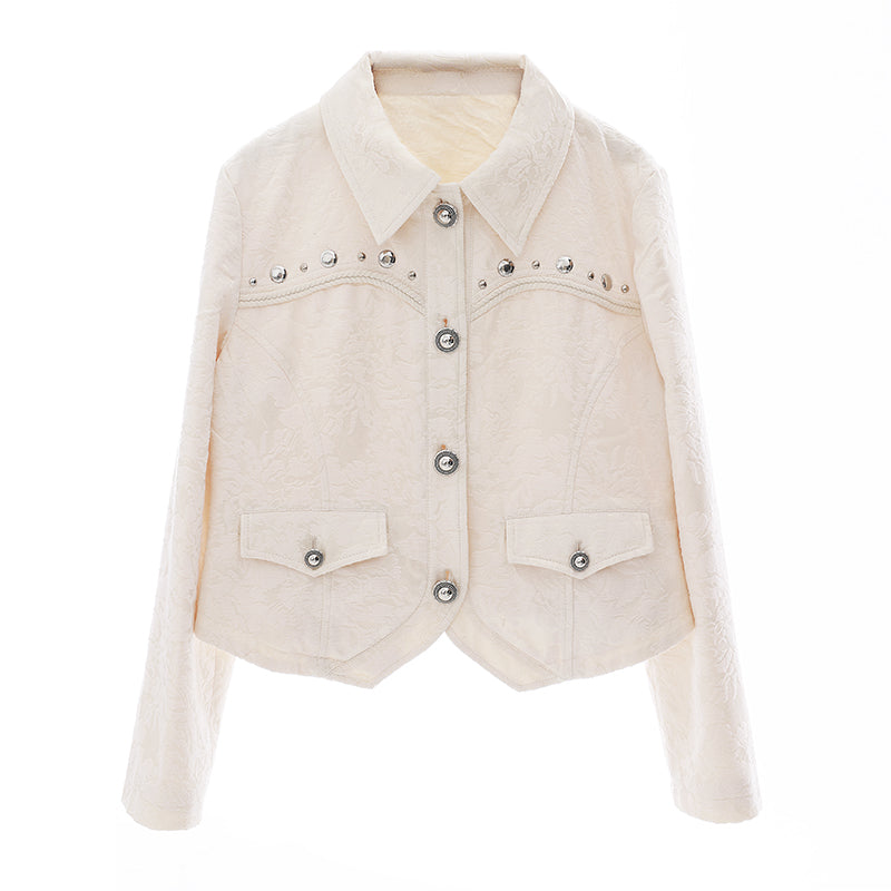 Retro Beige Jacquard Jacket