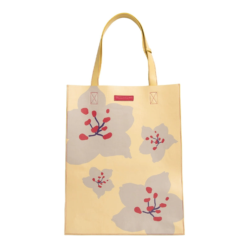 Sakura Print Cream Yellow Tote Bag