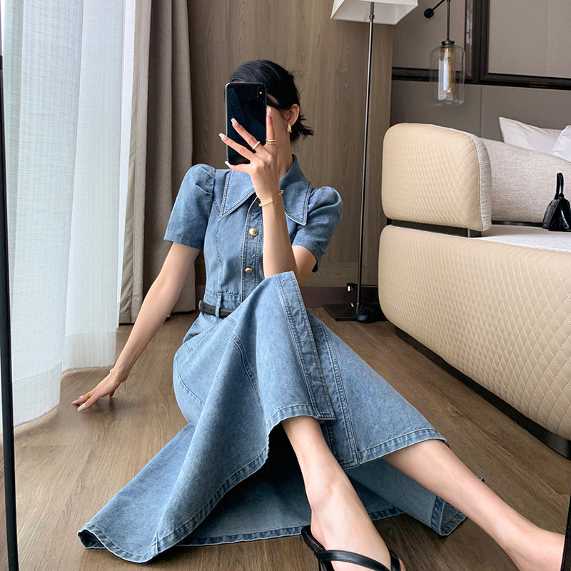 2023 SUMMER trend! Enjoy the summer fashion with a cool Blue Denim Dress! – Serendute